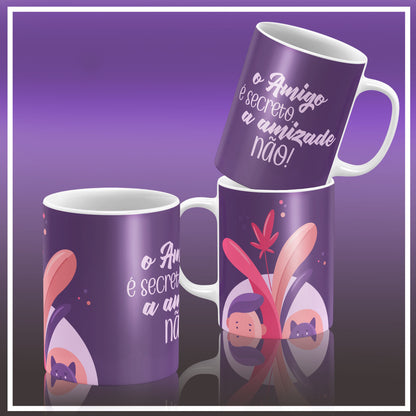 Secret Santa Portuguese Mug Sublimation PNG Bundle | Cute Amigo Secreto Coffee Cup Design Template