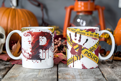 Bloody Alphabet Mug Wrap PNG Bundle | Halloween Crime Scene Monogram Mug Sublimation Designs A-Z