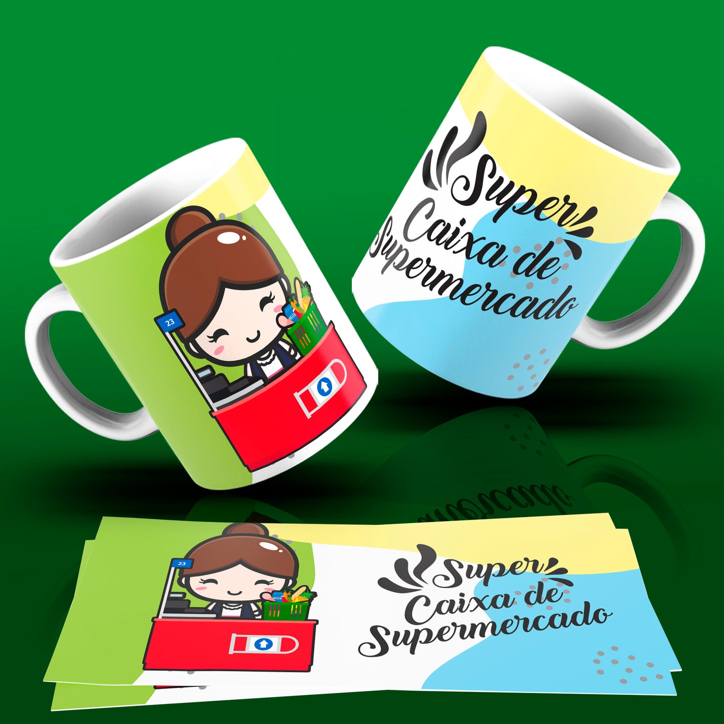 Cute Super Professions Mug Sublimation PNG Bundle | Chibi Superhero Career Coffee Cup Wrap