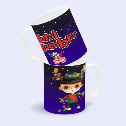 Cute Horror Christmas Mug Sublimation PNG Bundle | Chibi Horror Villains Natal Macabro Coffee Cup Design