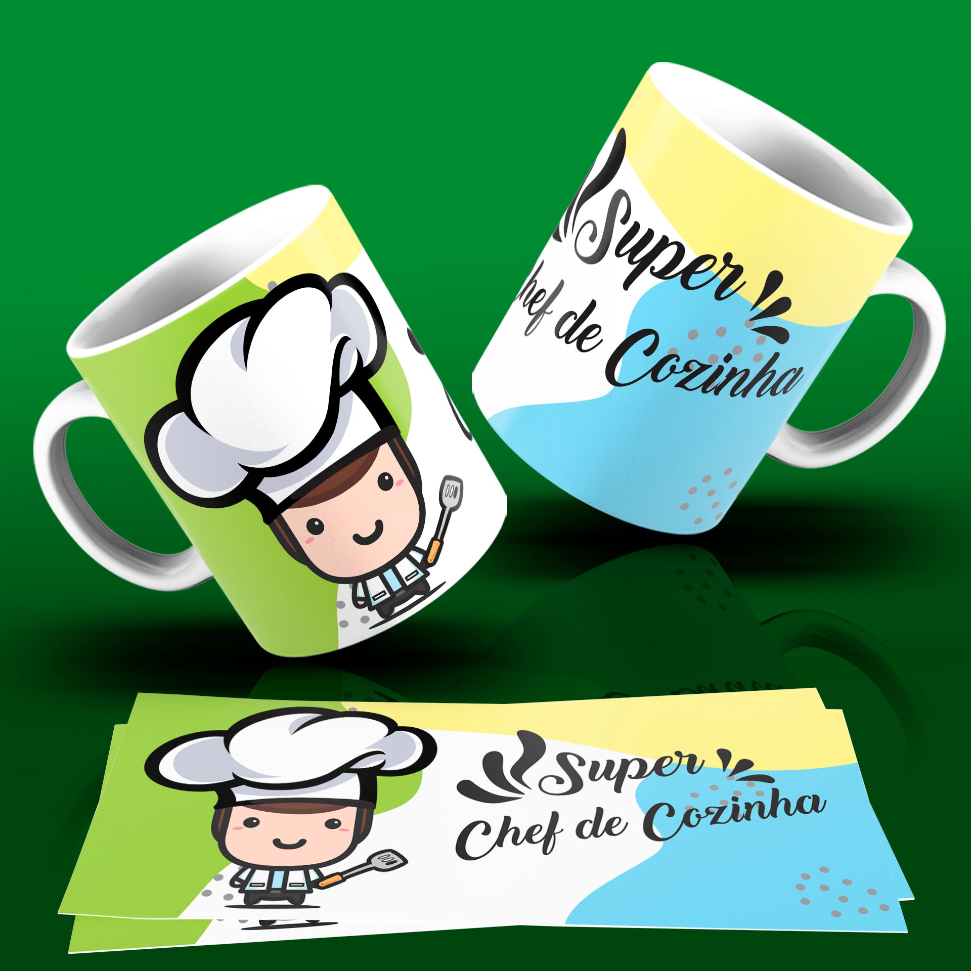 Cute Super Professions Mug Sublimation PNG Bundle | Chibi Superhero Career Coffee Cup Wrap