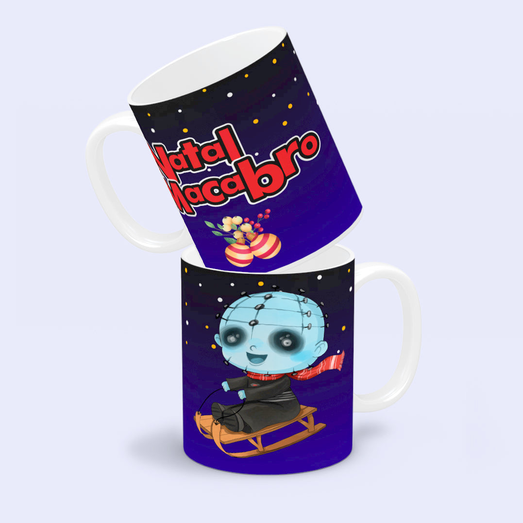 Cute Horror Christmas Mug Sublimation PNG Bundle | Chibi Horror Villains Natal Macabro Coffee Cup Design