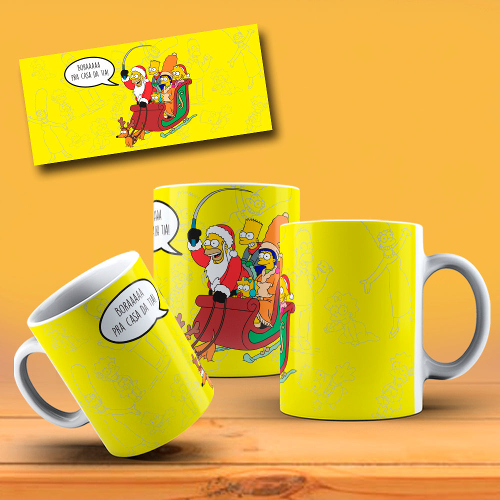 Funny Christmas Yellow Family Mug Sublimation PNG Bundle | Funny Holiday Cartoon Coffee Cup Wrap Template