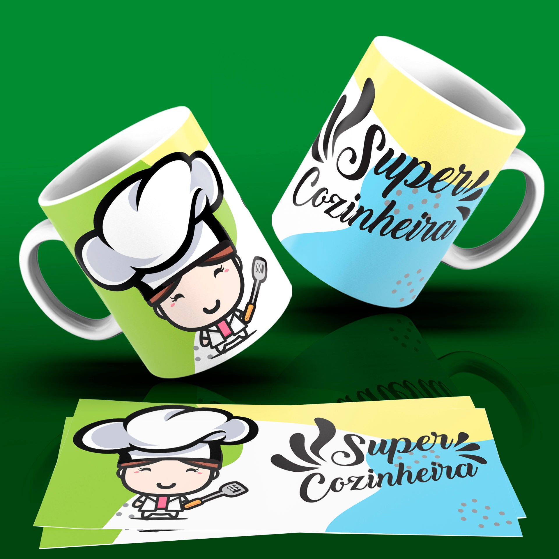 Cute Super Professions Mug Sublimation PNG Bundle | Chibi Superhero Career Coffee Cup Wrap