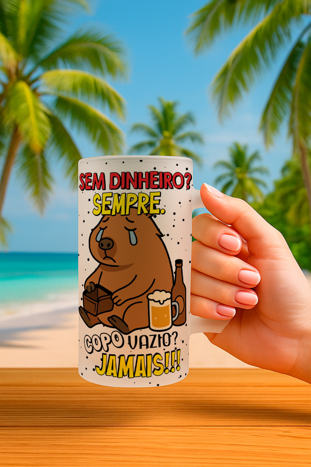 Art Capybara Beer Mug Sublimation Design | Creative Chopp Capybara Art