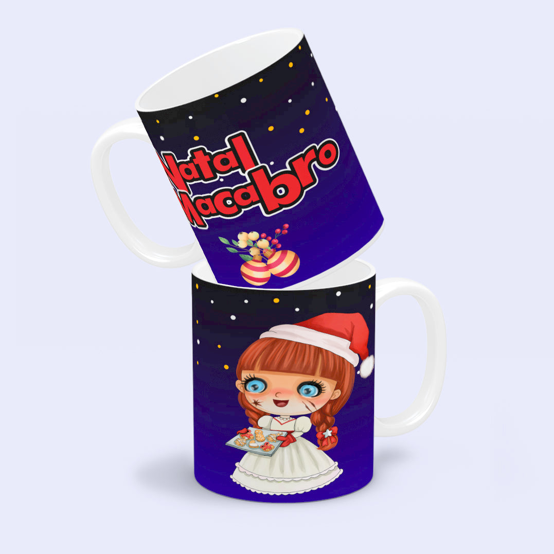 Cute Horror Christmas Mug Sublimation PNG Bundle | Chibi Horror Villains Natal Macabro Coffee Cup Design