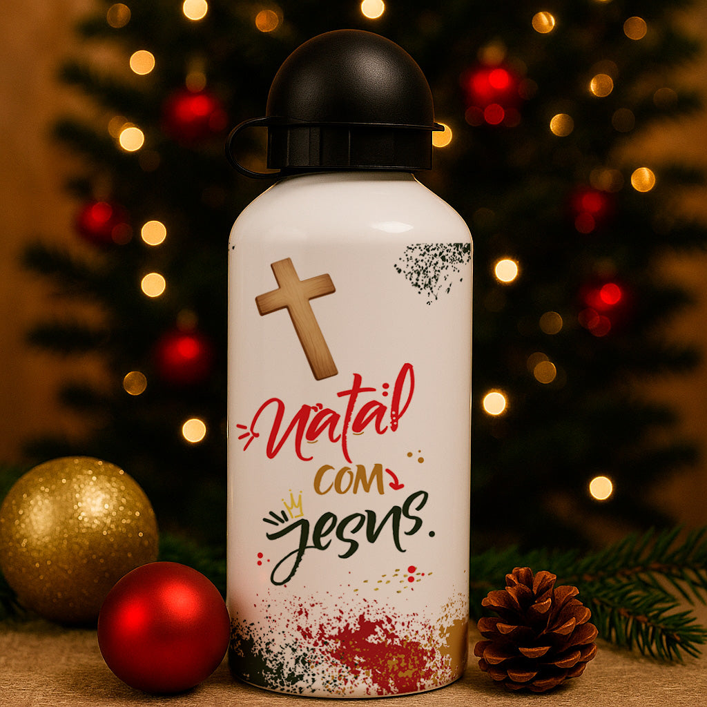 Christmas Squeeze Bottle Sublimation Design | Gold & Red Xmas Bottle Sublimation Wrap