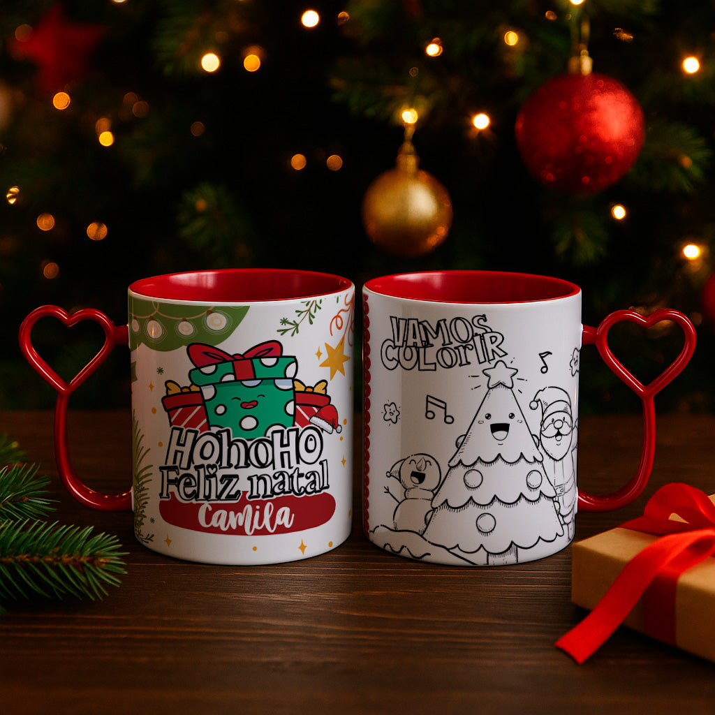 Interactive Kids Christmas Gift | Personalized Name Coloring Mug PNG