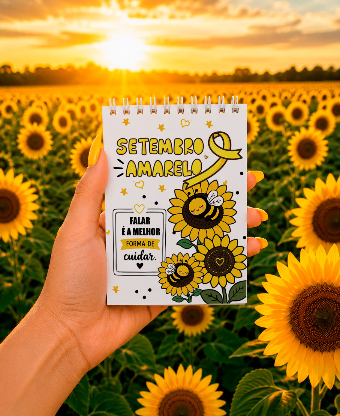 Yellow September Planner Cover Sublimation PNG Bundle, Cute Bee Sunflower Mental Health Journal Cover PNG