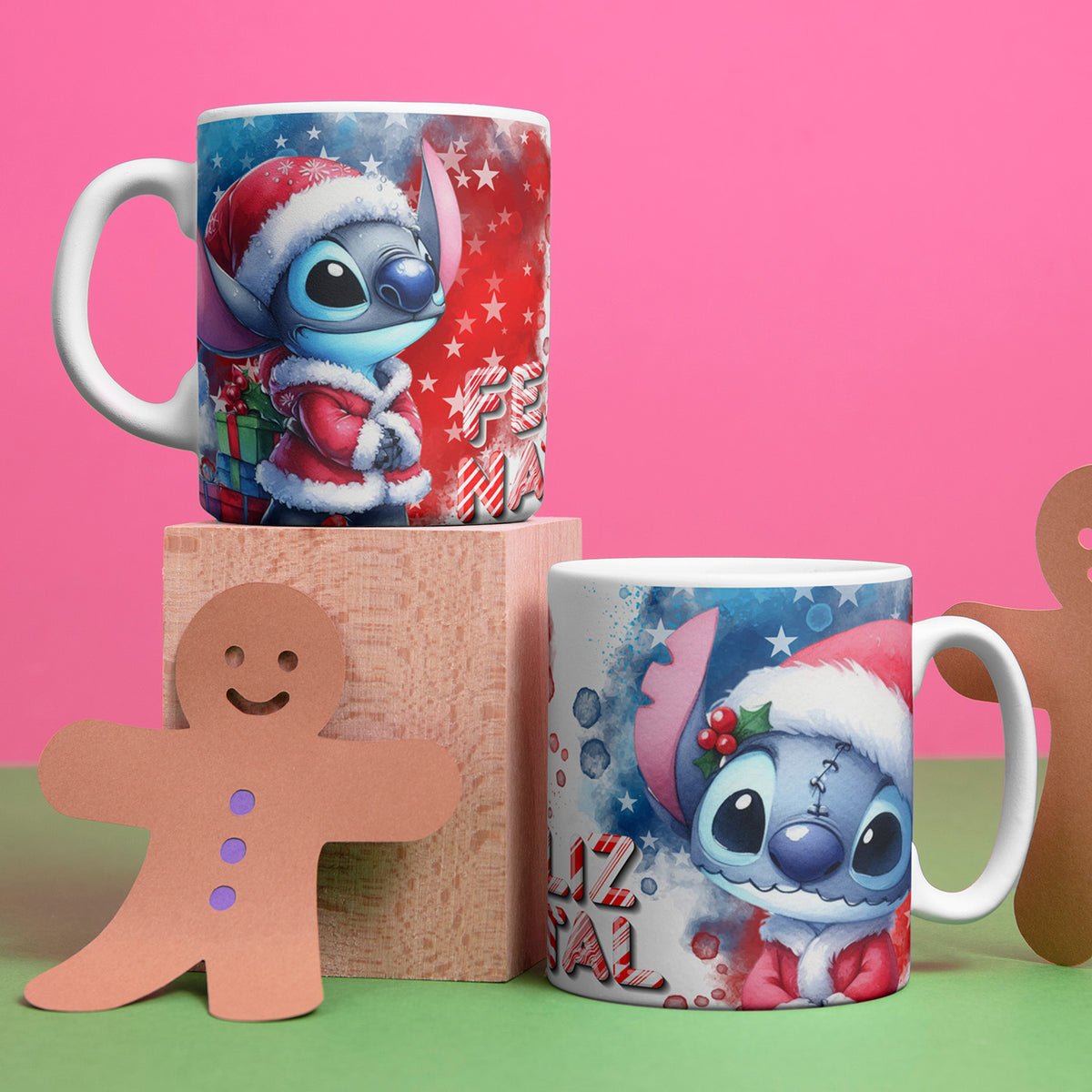 Christmas Alien Mug Sublimation Bundle | Cute Blue Character Holiday Mug Wrap PNG