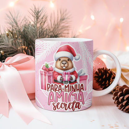 Christmas Capybara Mug Sublimation Design PNG | Funny Cute Capybara Xmas Coffee Cup Wrap