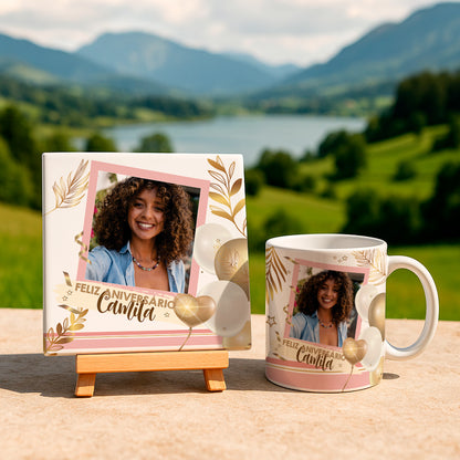 Birthday Photo Mug & Tile Sublimation Designs | Personalized Anniversary Gift