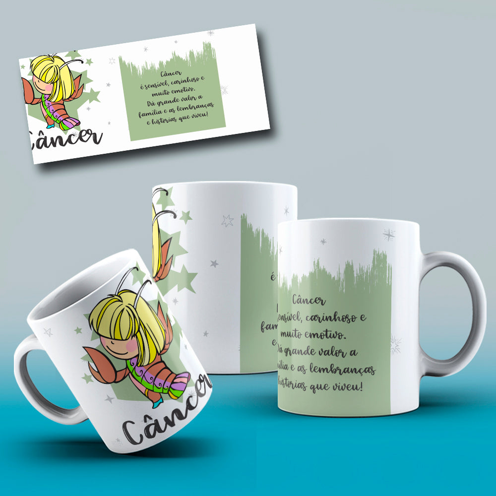 Cute Zodiac Mug Sublimation PNG Bundle | Astrology Signs Coffee Cup Wrap