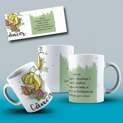 Cute Zodiac Mug Sublimation PNG Bundle | Astrology Signs Coffee Cup Wrap