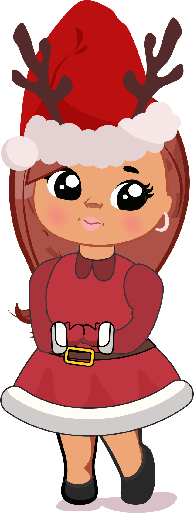 Cute Christmas Girl PNG Bundle | Chibi Santa Girl Clipart