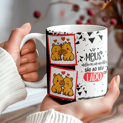 Capybara Valentine Couple Mug PNG | Cute Love Cartoon Design for Sublimation | Editable Designs