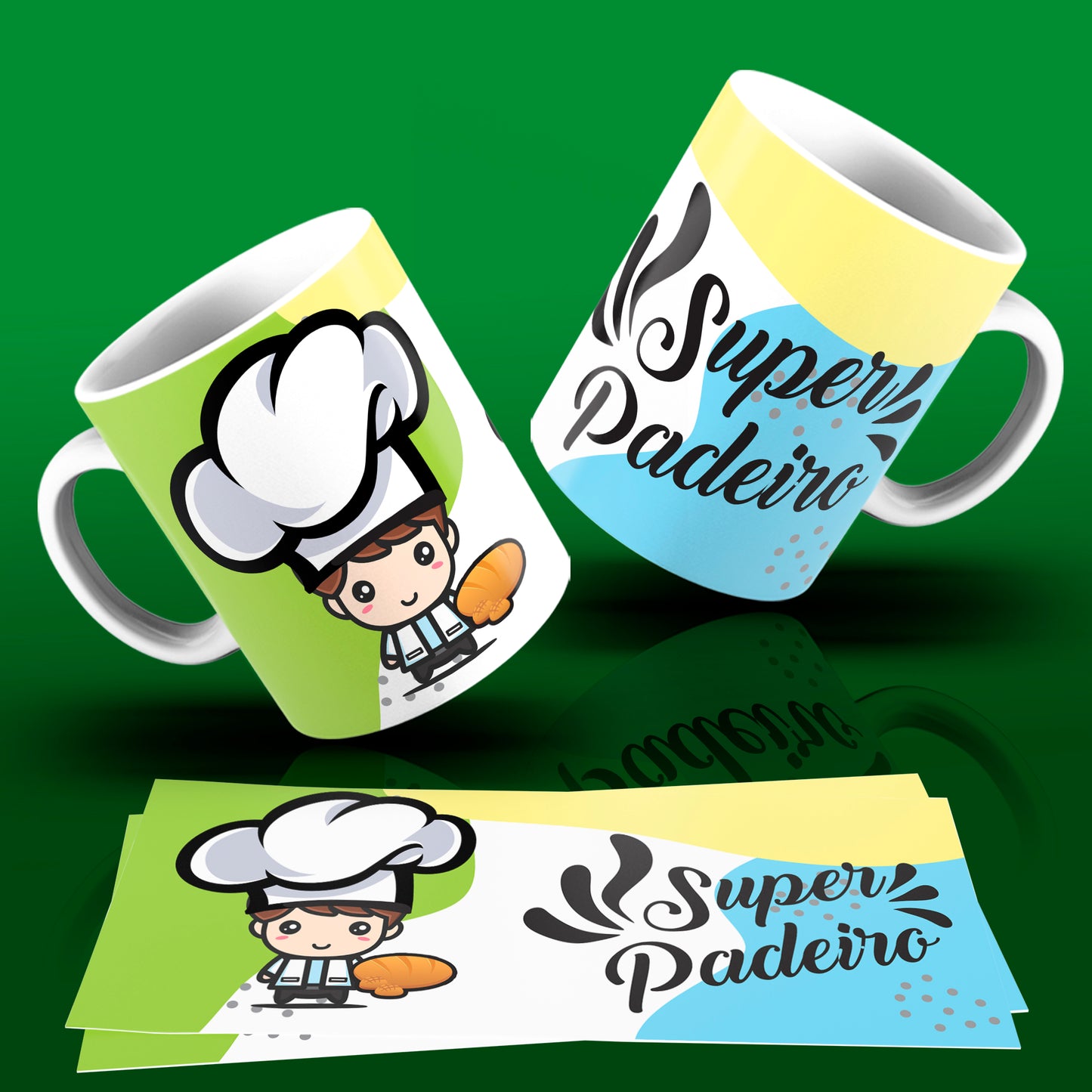 Cute Super Professions Mug Sublimation PNG Bundle | Chibi Superhero Career Coffee Cup Wrap