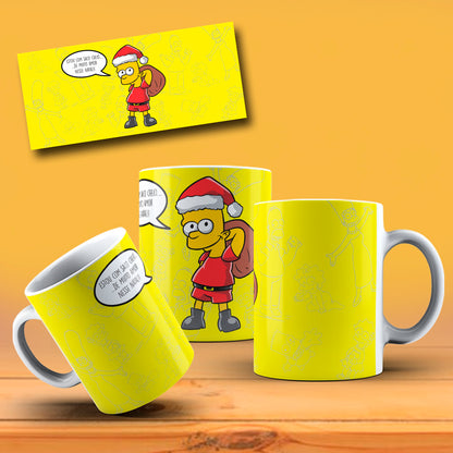 Funny Christmas Yellow Family Mug Sublimation PNG Bundle | Funny Holiday Cartoon Coffee Cup Wrap Template