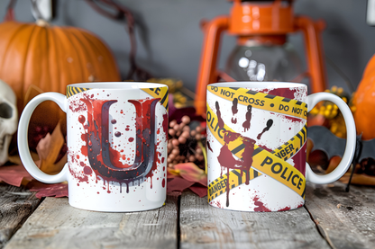 Bloody Alphabet Mug Wrap PNG Bundle | Halloween Crime Scene Monogram Mug Sublimation Designs A-Z