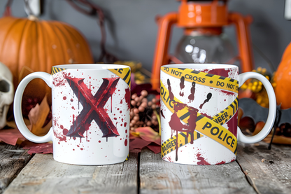 Bloody Alphabet Mug Wrap PNG Bundle | Halloween Crime Scene Monogram Mug Sublimation Designs A-Z