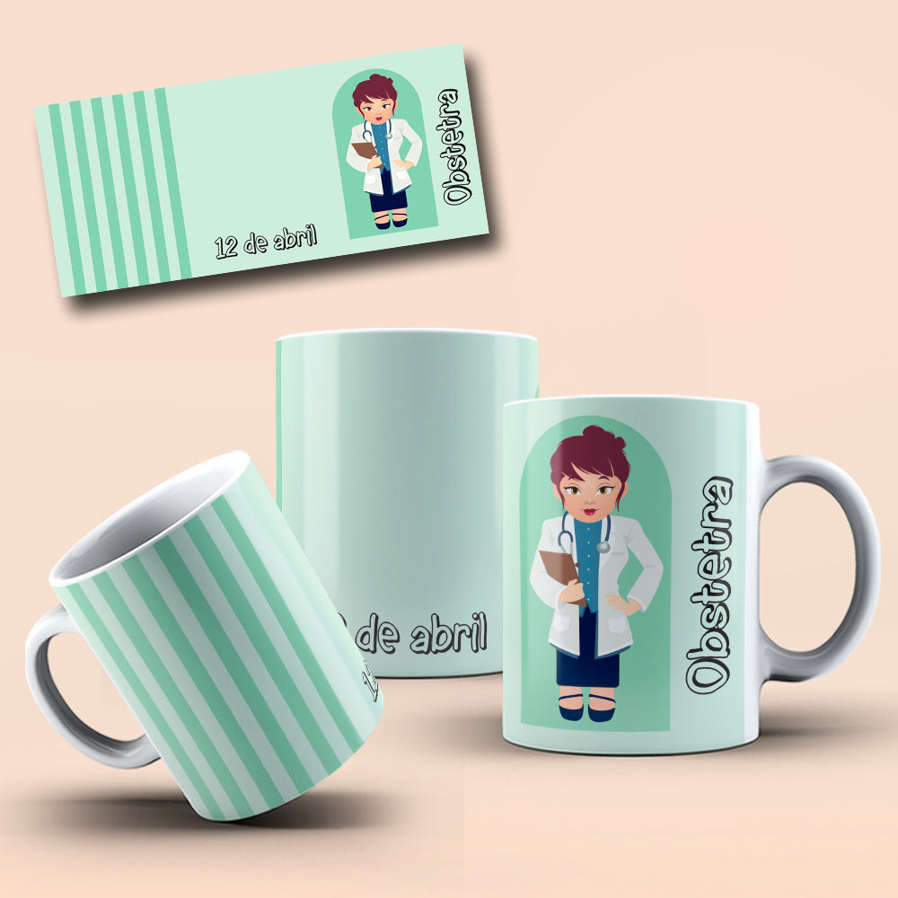 April Professions Mug Sublimation PNG Bundle | Cute Career Coffee Cup Wrap