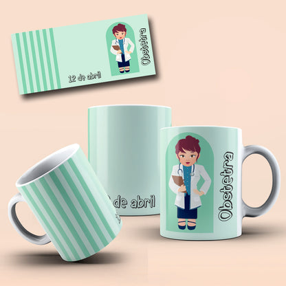 April Professions Mug Sublimation PNG Bundle | Cute Career Coffee Cup Wrap