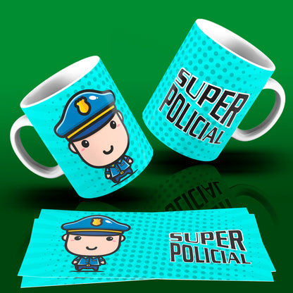 Cute Super Professions Mug Sublimation PNG Bundle | Chibi Superhero Career Coffee Cup Wrap