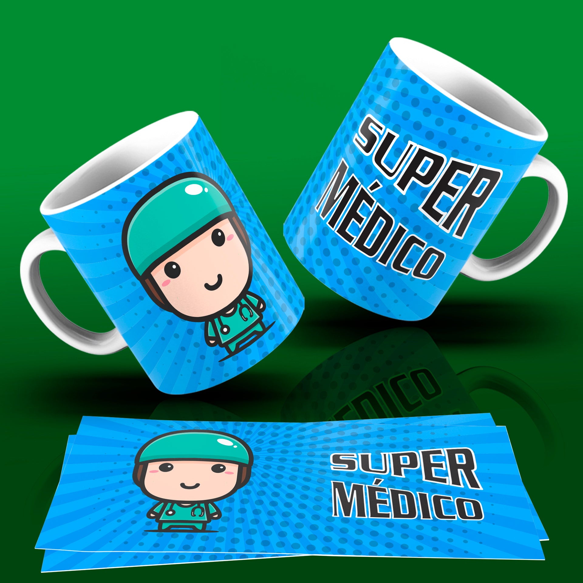 Cute Super Professions Mug Sublimation PNG Bundle | Chibi Superhero Career Coffee Cup Wrap