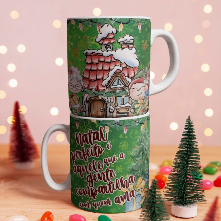 Vintage Storybook Christmas Mug Sublimation Designs | Cute Santa & Mrs. Claus Mug Wrap PNG