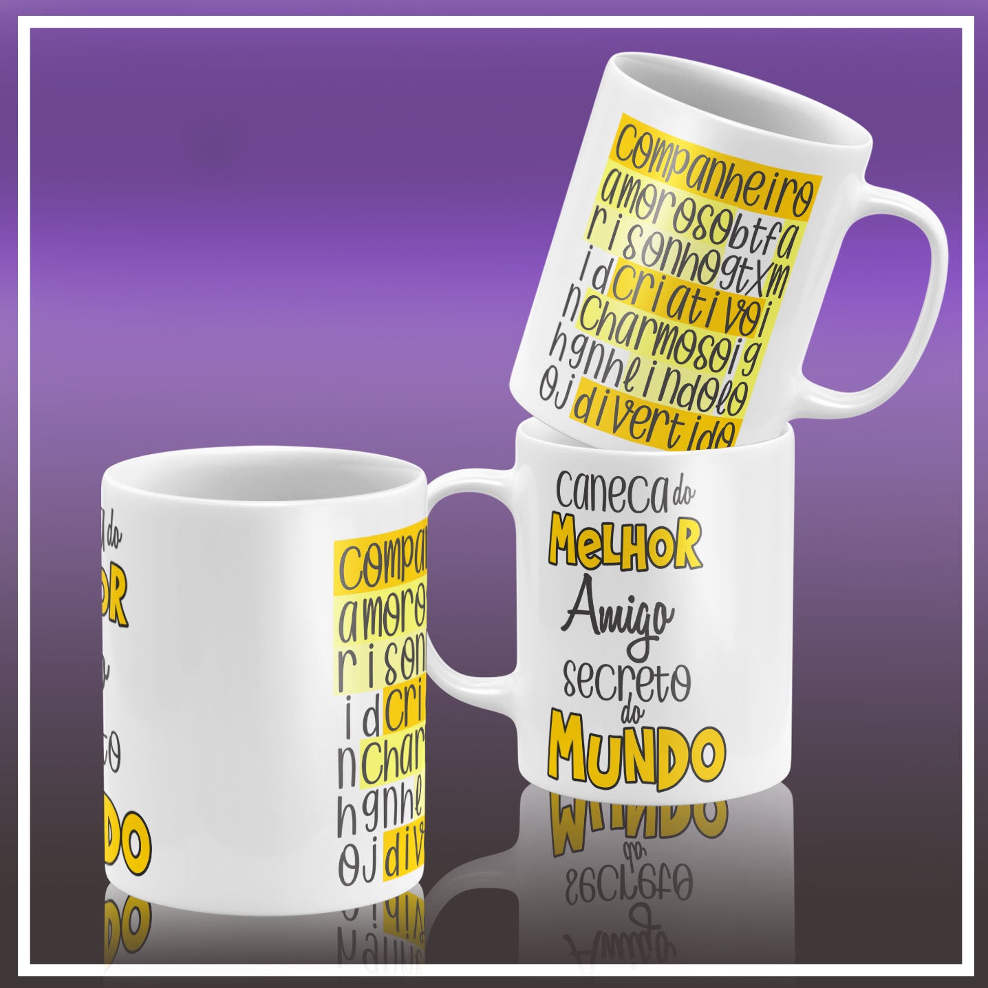 Secret Santa Portuguese Mug Sublimation PNG Bundle | Cute Amigo Secreto Coffee Cup Design Template