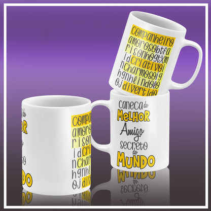 Secret Santa Portuguese Mug Sublimation PNG Bundle | Cute Amigo Secreto Coffee Cup Design Template
