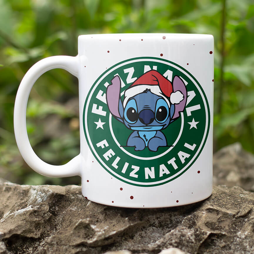Christmas Coffee Logo Mug Sublimation Design | Cute Blue Alien Holiday Mug Wrap PNG