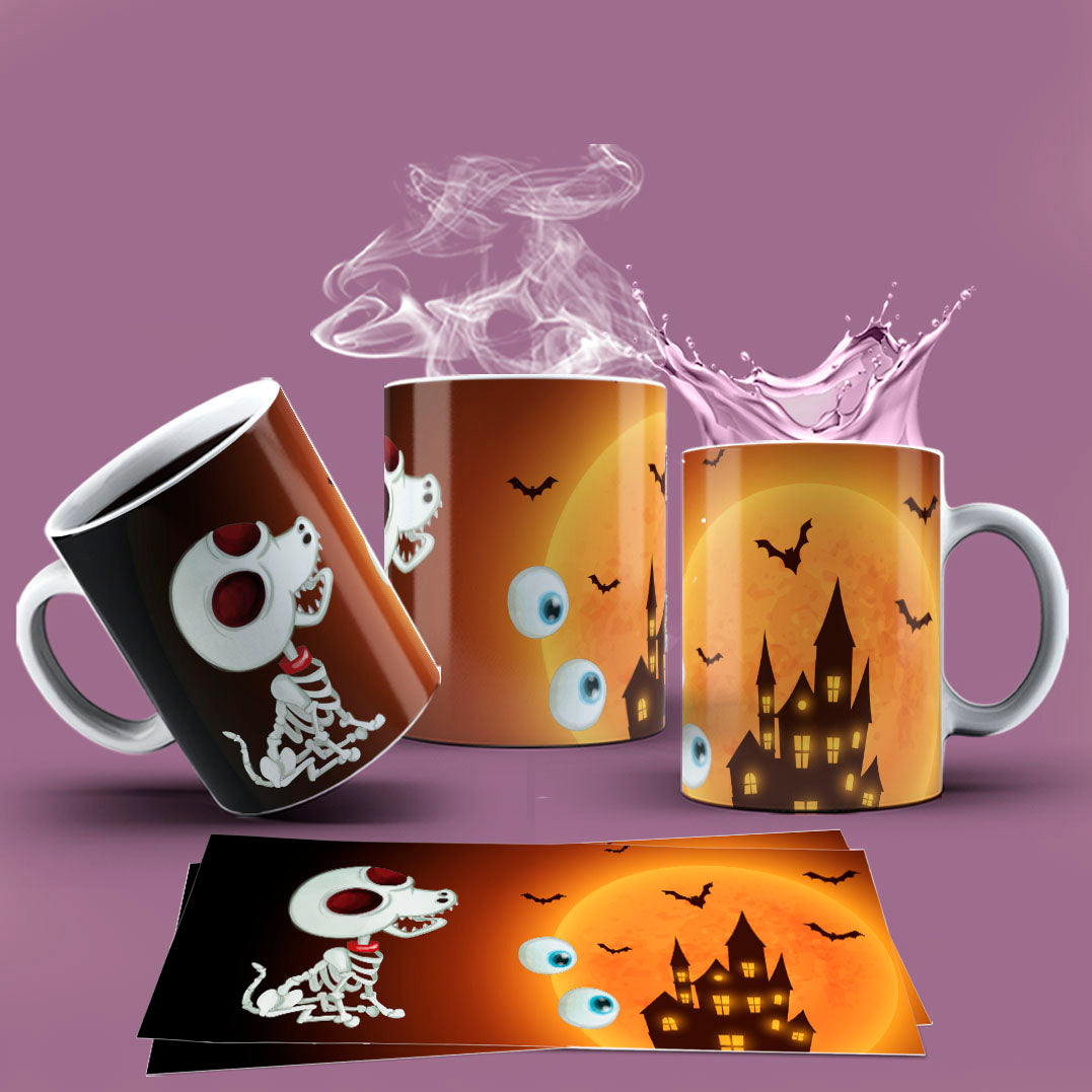 Cute Halloween Mug Sublimation PNG Bundle | Spooky Ghost & Witch Mug Wrap 11oz 15oz Template