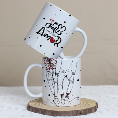 Minimalist Valentine’s Day Couple Mug Sublimation | Simple Love Design