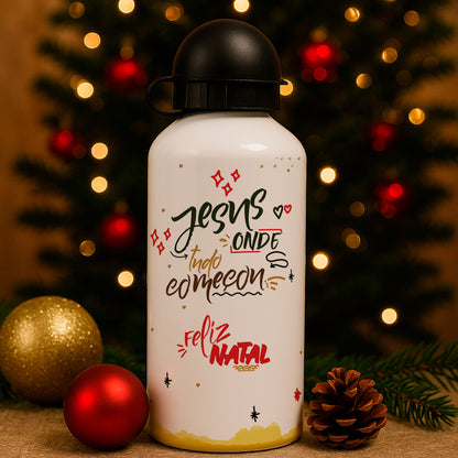 Christmas Squeeze Bottle Sublimation Design | Gold & Red Xmas Bottle Sublimation Wrap