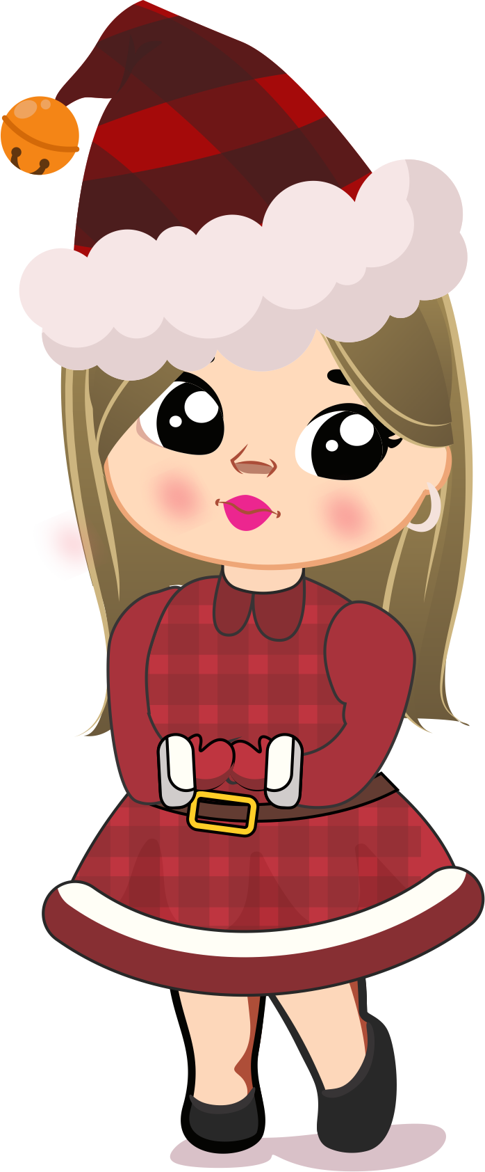 Cute Christmas Girl PNG Bundle | Chibi Santa Girl Clipart