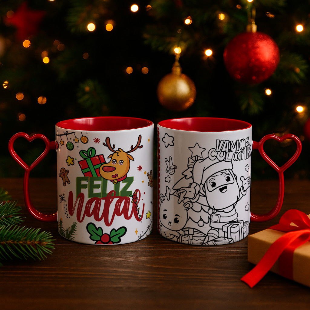 Interactive Kids Christmas Gift | Personalized Name Coloring Mug PNG