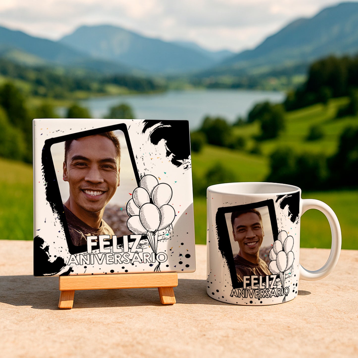 Birthday Photo Mug & Tile Sublimation Designs | Personalized Anniversary Gift