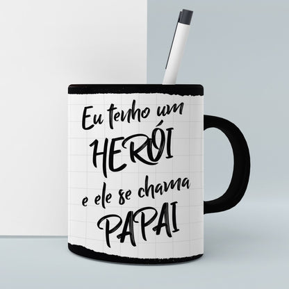 Father's Day Mug Sublimation PNG Bundle | Minimalist Black and White Portuguese Dad Quotes Coffee Cup Wrap