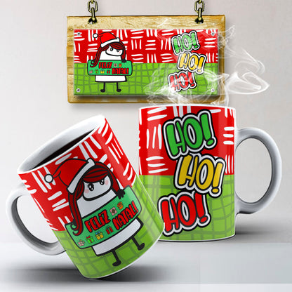 Funny Christmas Flork Mug Sublimation PNG Bundle | Meme Holiday Mug Wrap Template