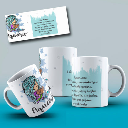 Cute Zodiac Mug Sublimation PNG Bundle | Astrology Signs Coffee Cup Wrap