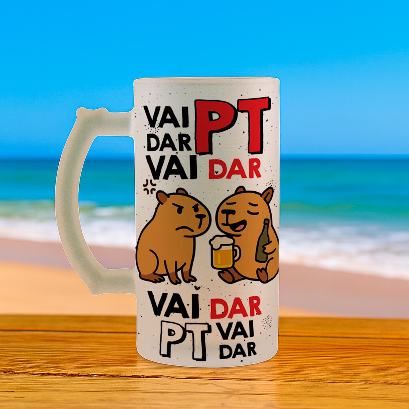 Art Capybara Beer Mug Sublimation Design | Creative Chopp Capybara Art