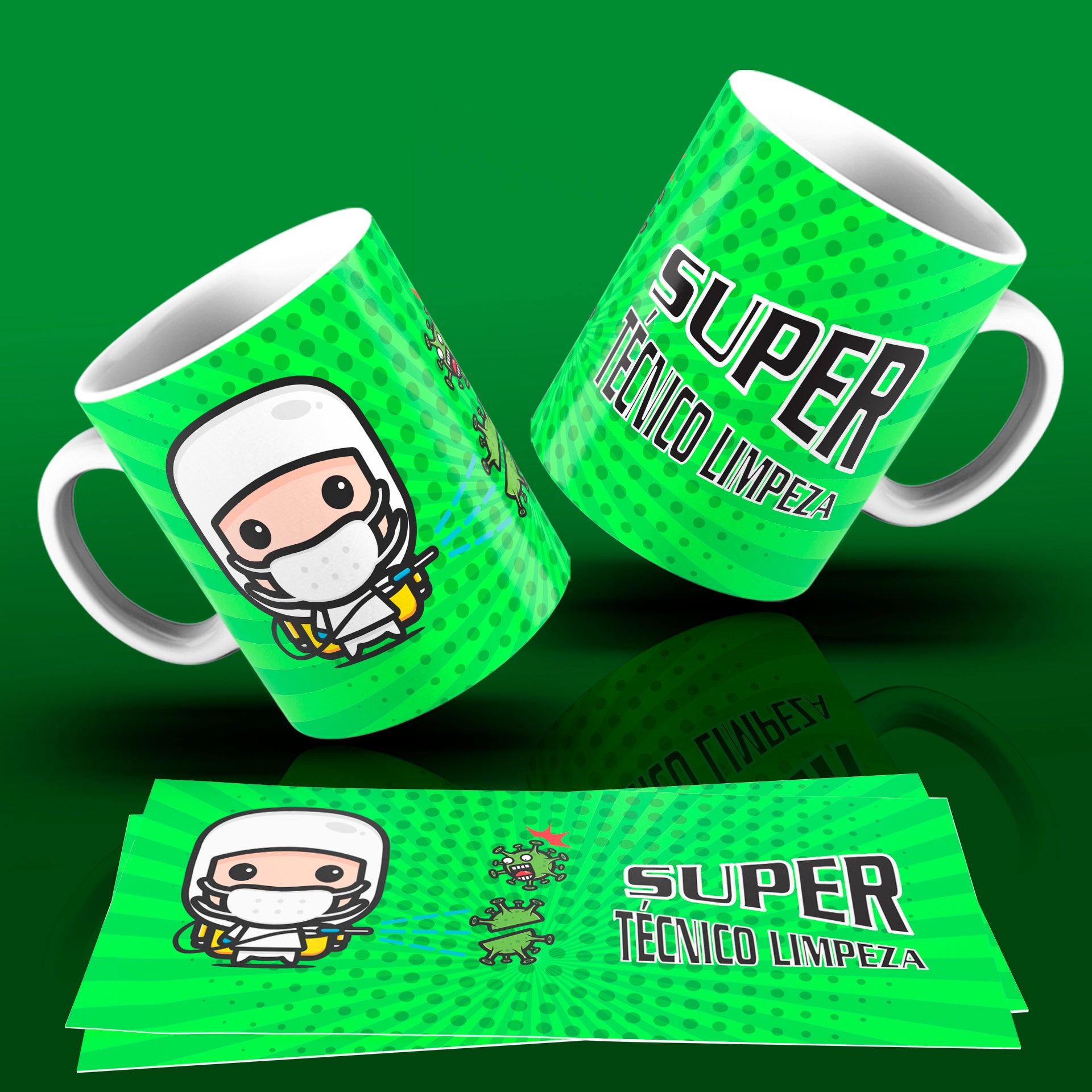 Cute Super Professions Mug Sublimation PNG Bundle | Chibi Superhero Career Coffee Cup Wrap