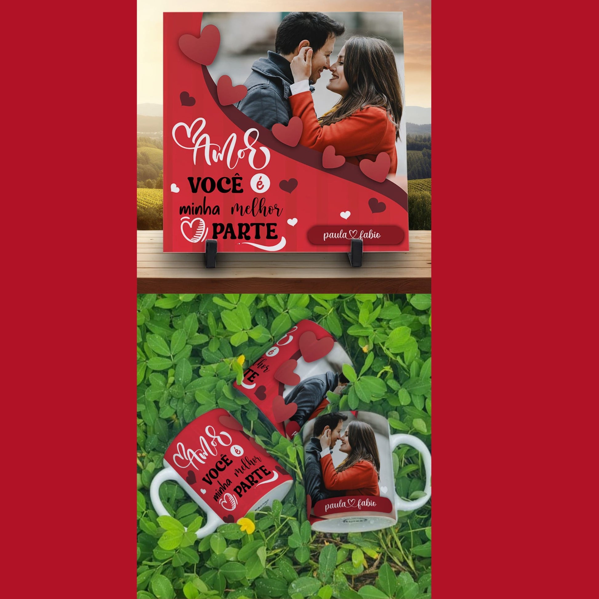 Valentine’s Day Personalized Mug & Tile Sublimation | Editable Photo & Name Design