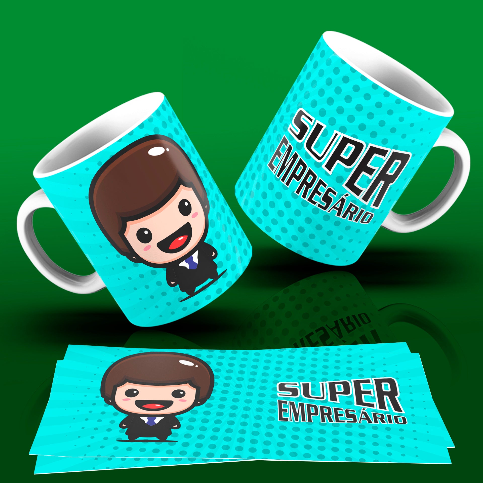 Cute Super Professions Mug Sublimation PNG Bundle | Chibi Superhero Career Coffee Cup Wrap