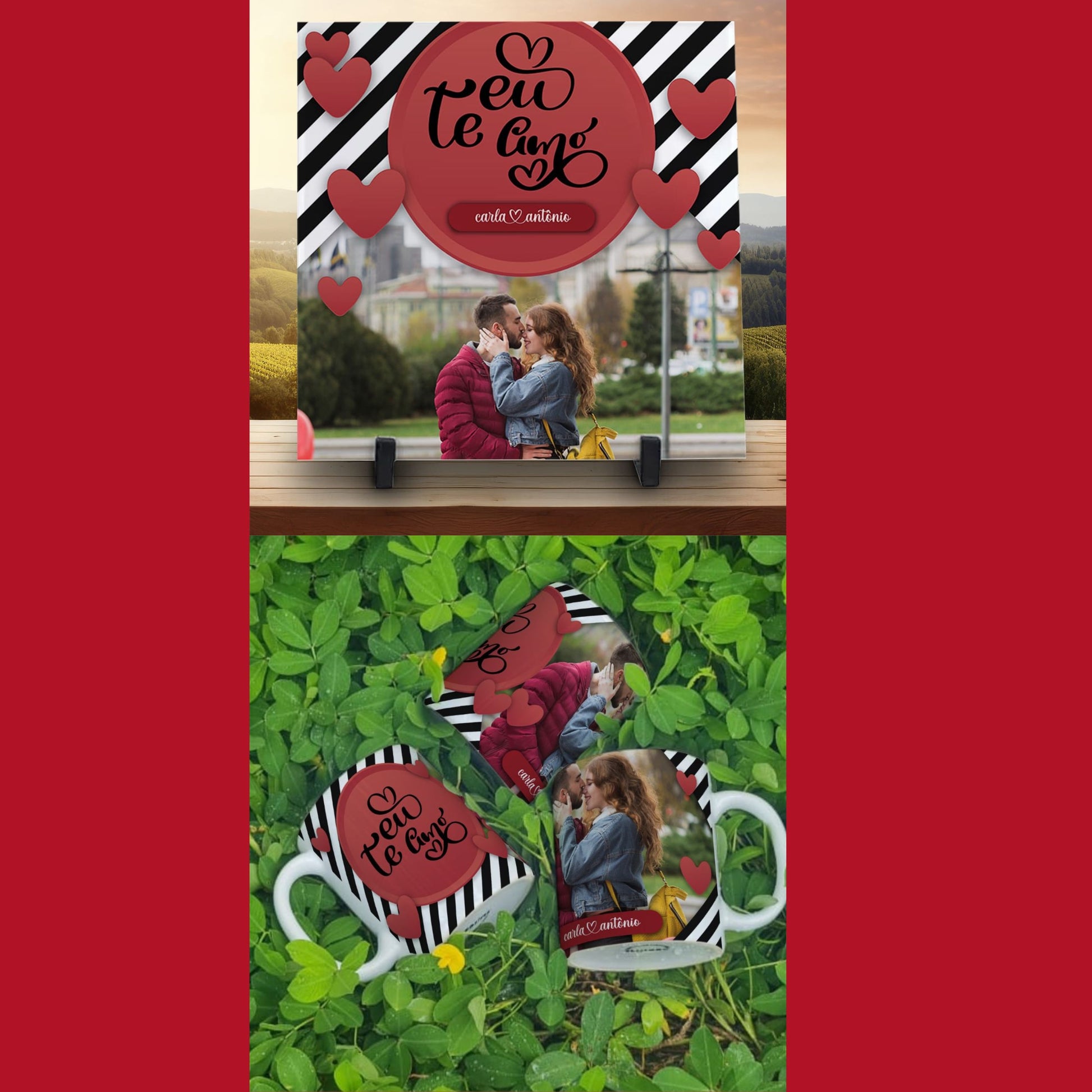 Valentine’s Day Personalized Mug & Tile Sublimation | Editable Photo & Name Design