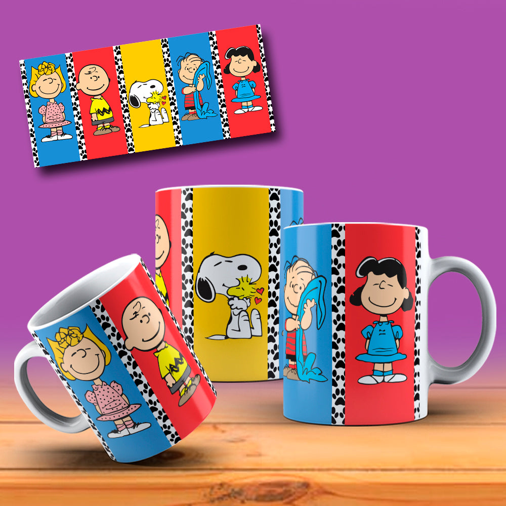Cute Christmas Dog Comic Mug Sublimation Wrap PNG Bundle | Holiday Beagle & Friends Comic Strip Mug Template