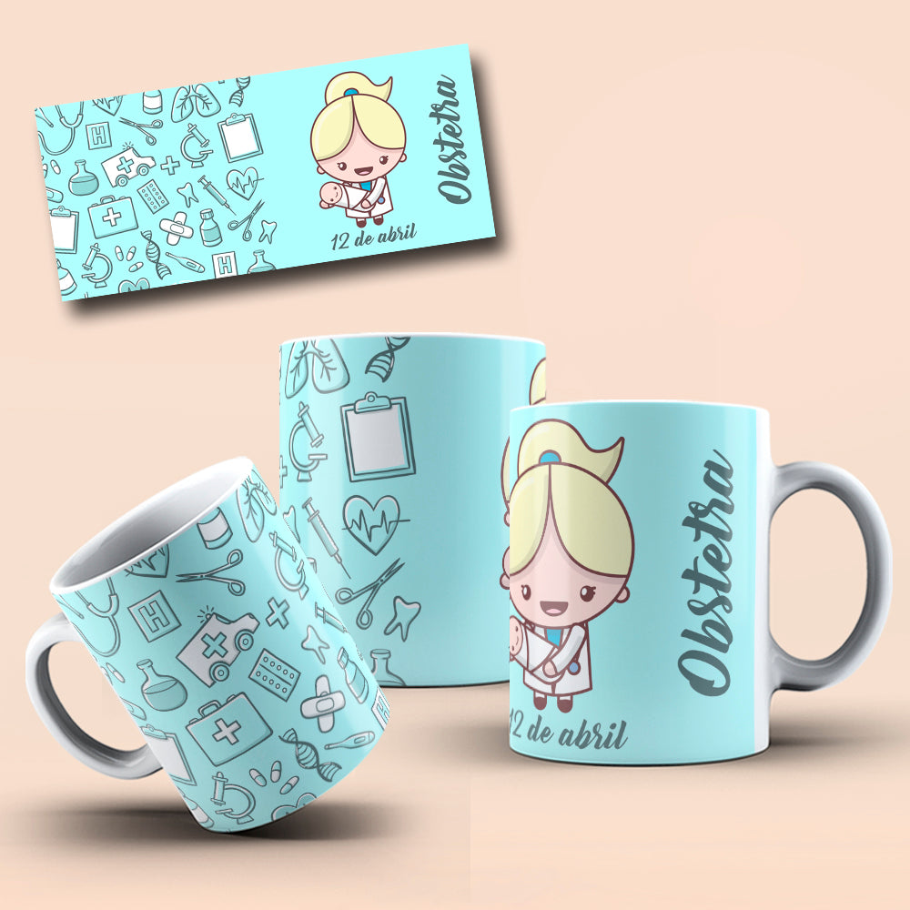 April Professions Mug Sublimation PNG Bundle | Cute Career Coffee Cup Wrap
