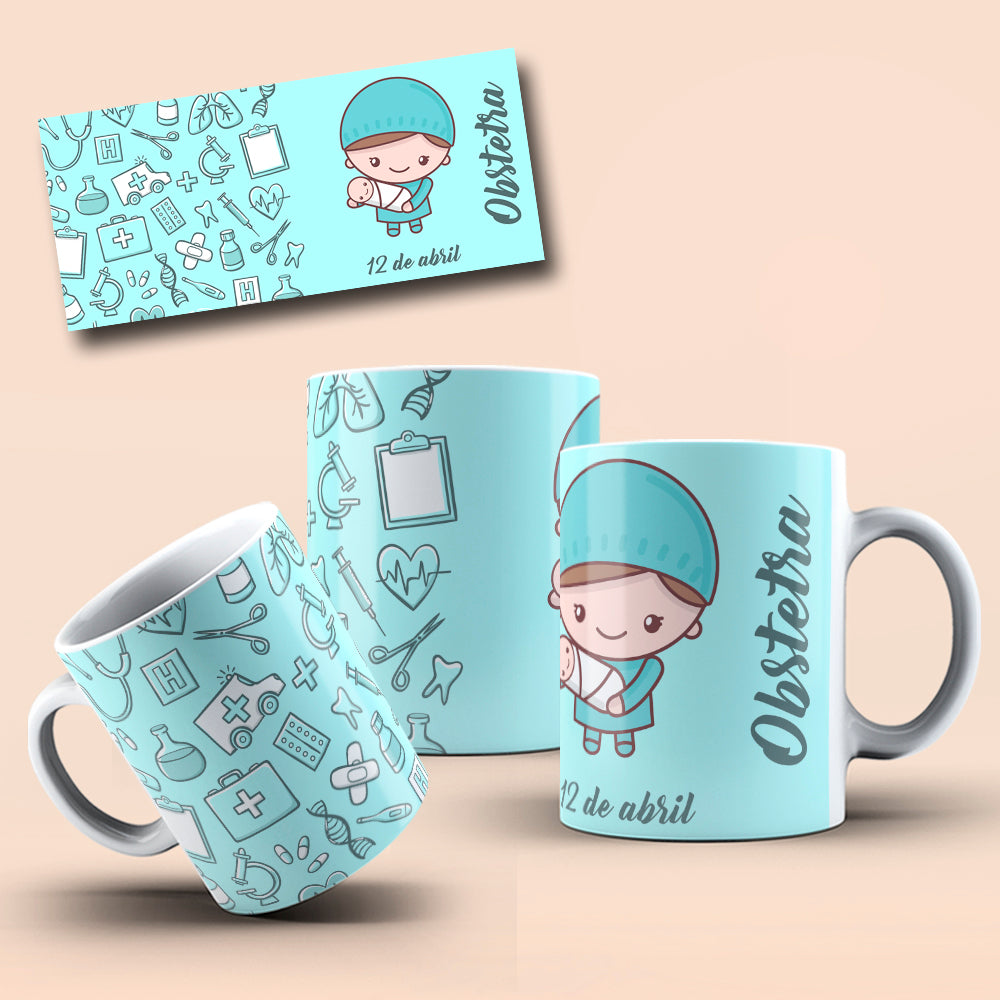 April Professions Mug Sublimation PNG Bundle | Cute Career Coffee Cup Wrap