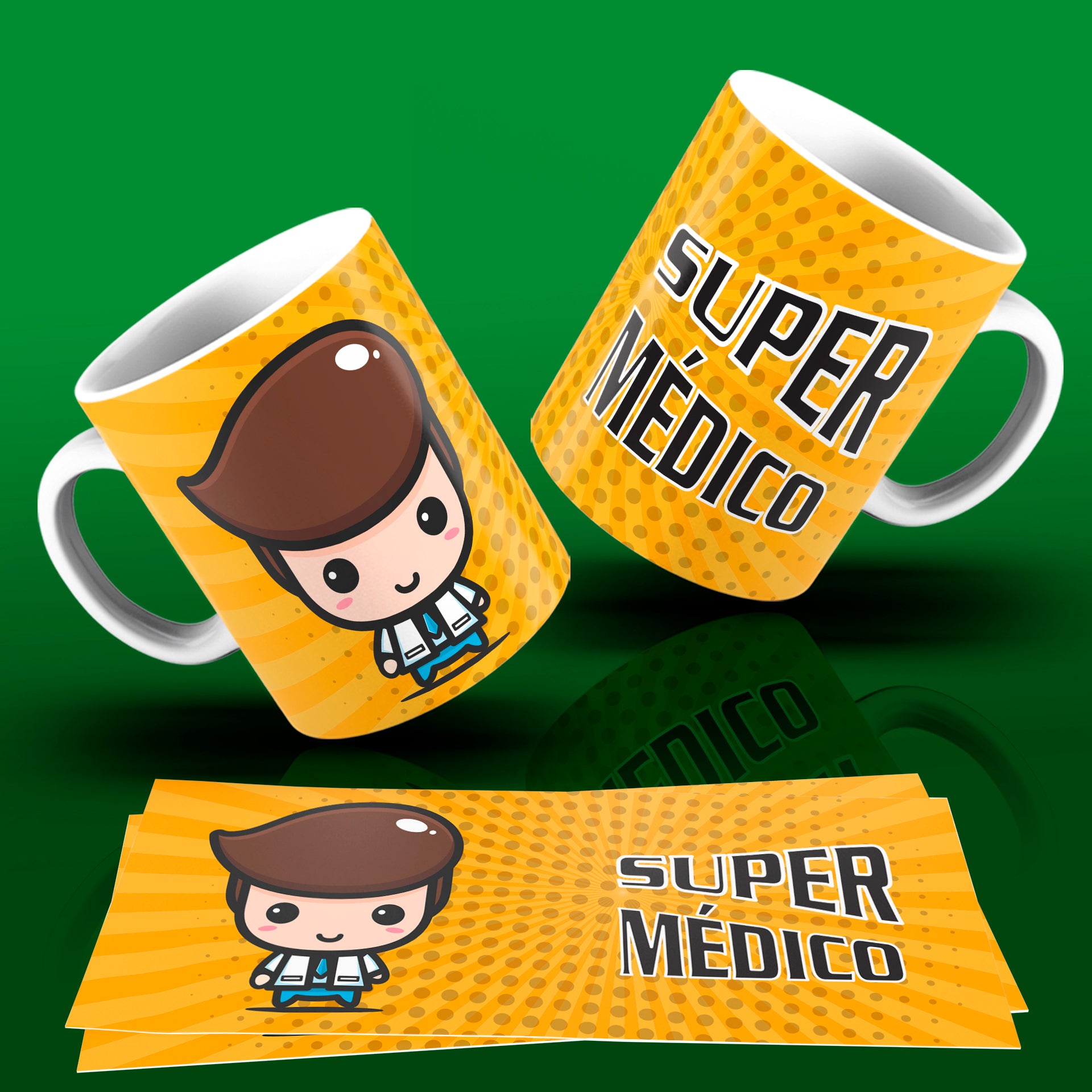 Cute Super Professions Mug Sublimation PNG Bundle | Chibi Superhero Career Coffee Cup Wrap